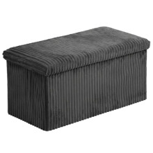 HOMSMYTH Luxury Corduroy Stripe Ottoman Storage Box – Foldable Ottoman Storage Bench with Padded Seat – Multipurpose Footstool for Living Room,