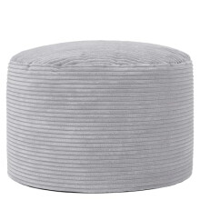 icon Milano Cord Bean Bag Pouffe, Grey, Large Pouffe Footstool with Filling Included, Footrest, Bedroom, Living Room, Living Room Furniture