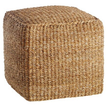OutdoorOasis Braided Jute Pouffe Foot Stool Square, Lightweight Supportive Foot Rest for Patio Furniture and Living Room, Artisanal Boho Cube Cushion