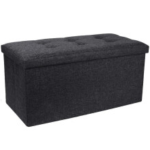 A406 Folding Ottoman Storage Box with Lids Pouffe Seat Stool Foot stool Storage Unit Bench Foot Rest Stool 38cm Grey Black Beige Green