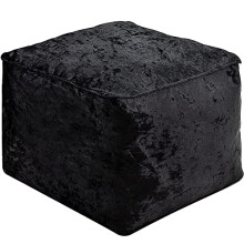 iStyle Mode Crush Velvet Square Shape Bean Bags Indoor Seating Footstools Foot Rest Stool Pouffe Ottoman 40 x 40 x 30cm (Black)