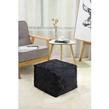 Night zone Crushed Velvet Cube Bean Bag Indoor Square Footstool Pouffe Medium Size Beanbags Ottoman 40 x 40cm (Black)