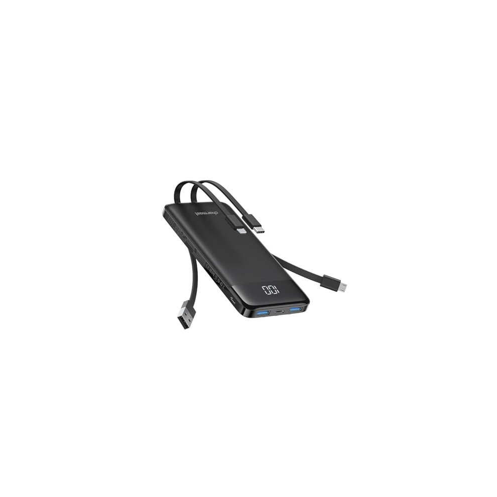 Charmast Portable Charger,10000Mah Power Bank With Built In 4 Cables,6 Outputs 3 Inputs Travel Essential Usb C Battery Pack Compatible With Iphone 6973369745803
