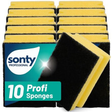 Sonty Premium Washing Up Cleaning Sponge for Angebranntes Sponge Scouring Pads With Handle, Pack of 10 Non-Woven Abrasive with 9 x 7 x 4 cm