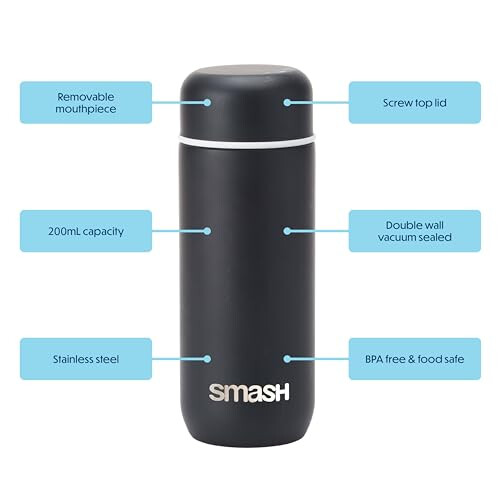 Smash Smash Coffee Flask, Black, 5cm x 5cm x 16cm 2