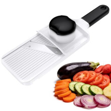 Ibergrif Handheld Mandoline Vegetable Slicer, Adjustable 1–4 mm Thickness, Manual Vegetable & Fruit Slicer with Fingerschutz & Safety Lock, Compact