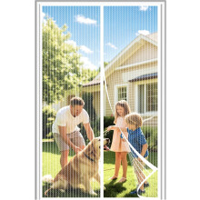 (Width 99 cm x Length 210 cm, White) Magnetic Mosquito Fly Screen Door Mesh 99x210cm