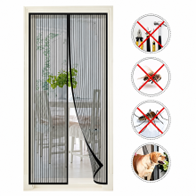 (Width 99 cm x Length 210 cm, Black) Magnetic Mosquito Fly Screen Door Mesh 99x210cm