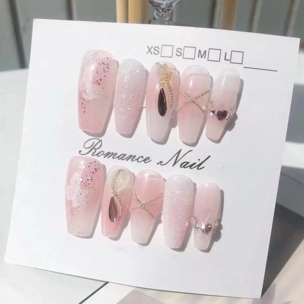 Dcph-Clothing (Xs) Butterfly Pink Fake Nails - Durable & Stylish