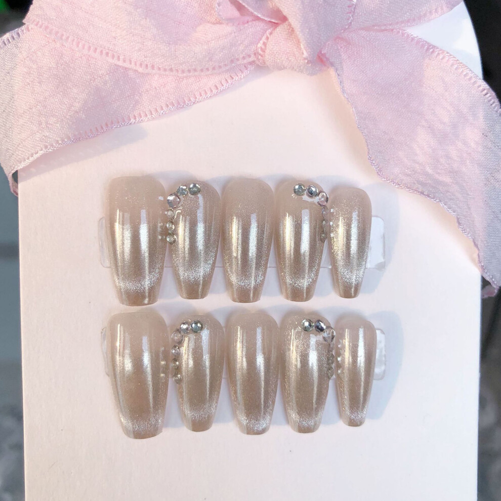 Phui-Pet-Supplies (S) 10Pcs French Gradient Fake Nails, Salon Quality