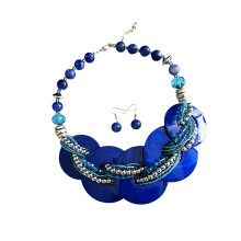 Elegante ketting met schelphanger en bijpassende-Blauw