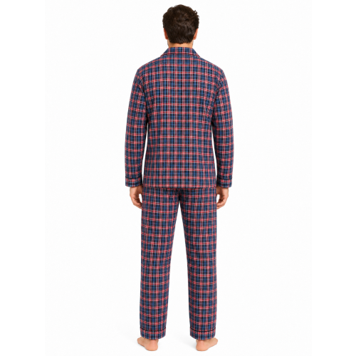 True Face (2XL, Red) Mens Cotton Blend Check Pyjama Set 1