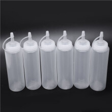 24X Clear White Plastic Squeeze Sauce Ketchup Cruet Oil Bottles 8oZ