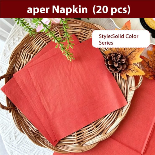 1 pack Solid Color Printed Paper Napkin  (red) 1