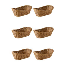 6X Oval Wicker Woven Basket Bread Basket Serving Basket, 11 Inch Storage Basket for Food Fruit Cosmetic Table Top