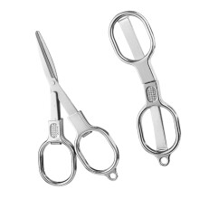 Folding Stainless Steel Fabric Shears Ergonomic Handle-Silver