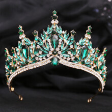 (C) Women\'s Rhinestone Leaf Crown for Wedding & Cosplay