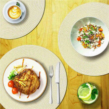 Round Braided Placemats Set of 30 Table Mats for Dining Tables Woven Washable Non-Slip Place Mats 15 Inch(Beige)