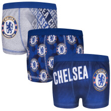 Chelsea Official Gift 3 Pack Boys Boxer Shorts Blue Grey 3-4 Years