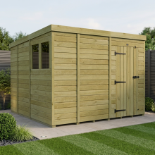 9 x 9 Pent Shed Tanalised (Single Door, With Windows)