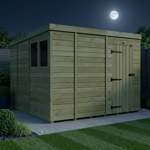 9 x 9 Pent Shed Tanalised (Single Door, With Windows) 2