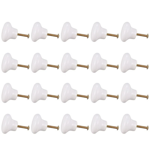 20Pcs Ceramic Door Round Handles Kitchen Cabinet Cupboard Wardrobe Pull Knobs White S 1