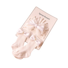 Weiche und bequeme Baby-Bowknot-Turban-Mütze und Socken aus-C