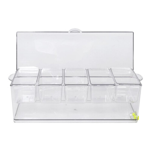 Fruit Vegetable Spice Container with Lid, Plastic Ingredient Container, Ingredient Box, 5 Compartments, Side Container