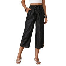 Womens Pants Elastic Waist Casual Business Pants-Black XXL