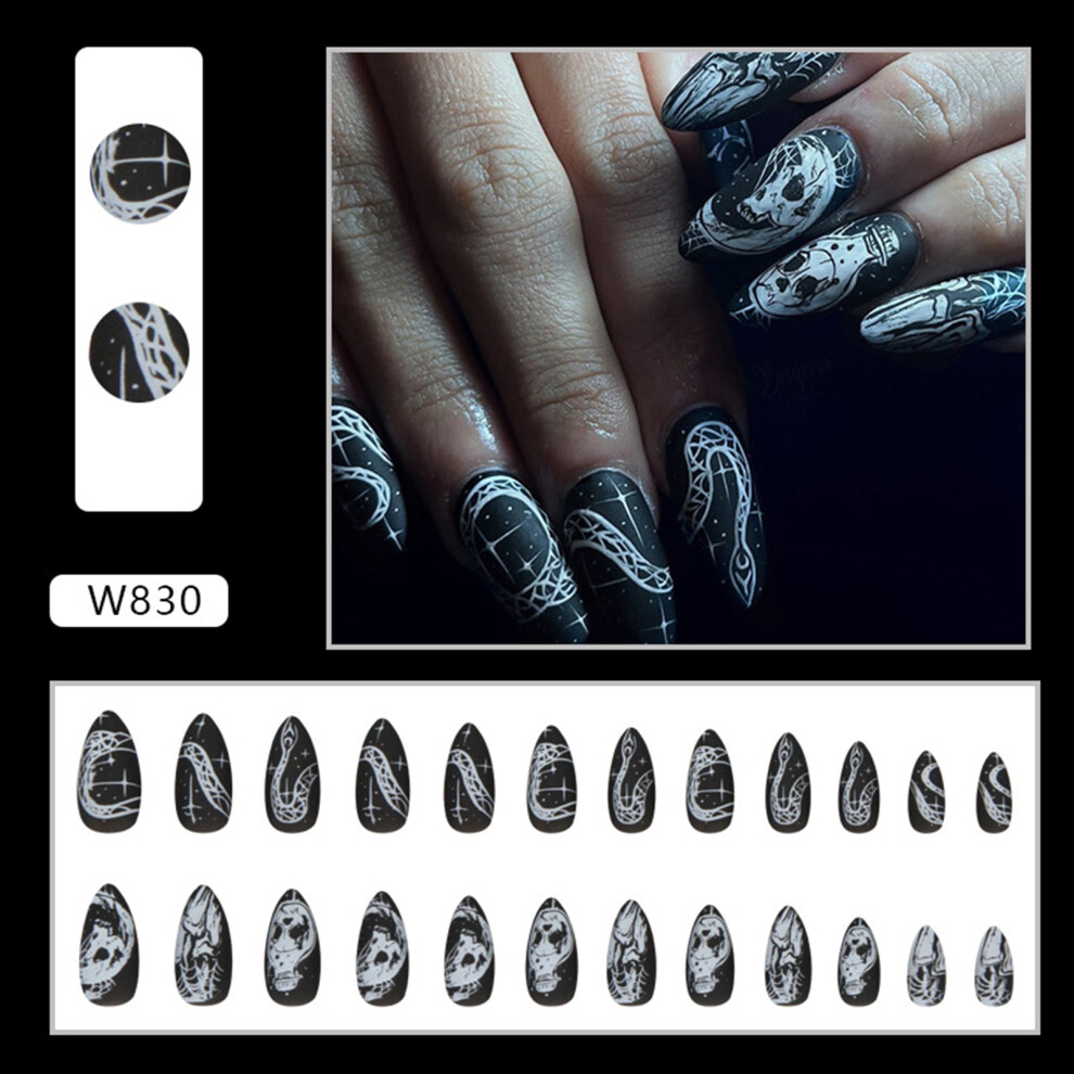 Dcph-Clothing (Jelly Glue Model) Halloween Skeleton Fake Nails For Party & Daily Wear