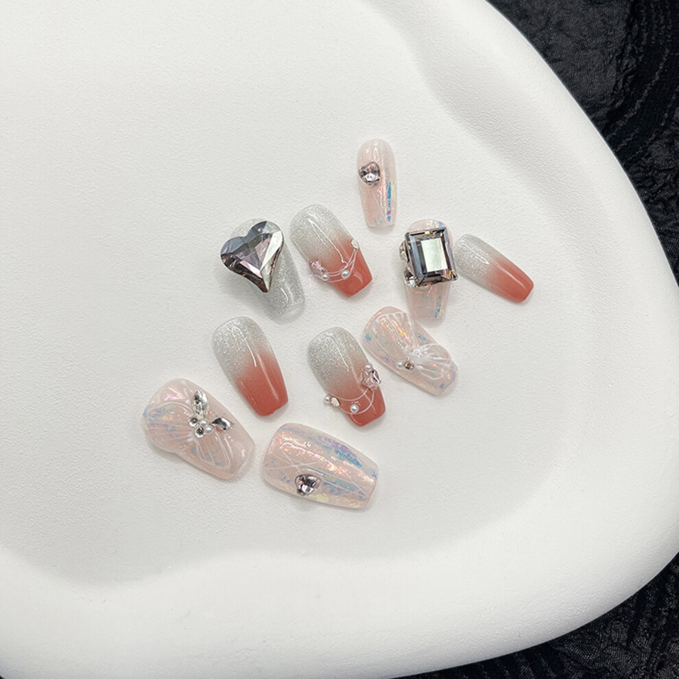 Zhouq-Outdoors (Xs) Cat Eye Pink Fake Nails - Smooth Edge