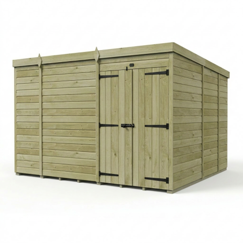 10 x 9 Pent Shed Tanalised (Double Door, No Windows) 1