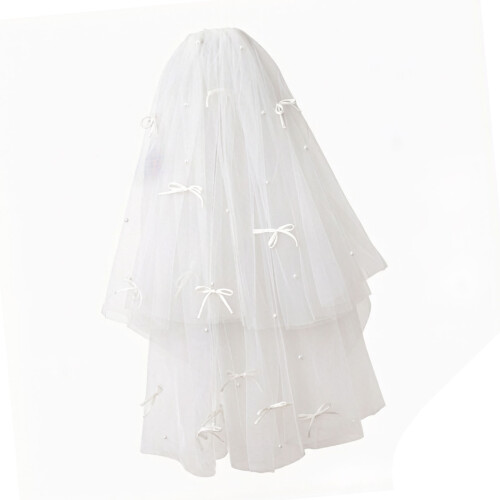 Voile de mariage orné de perles blanches romantiques,