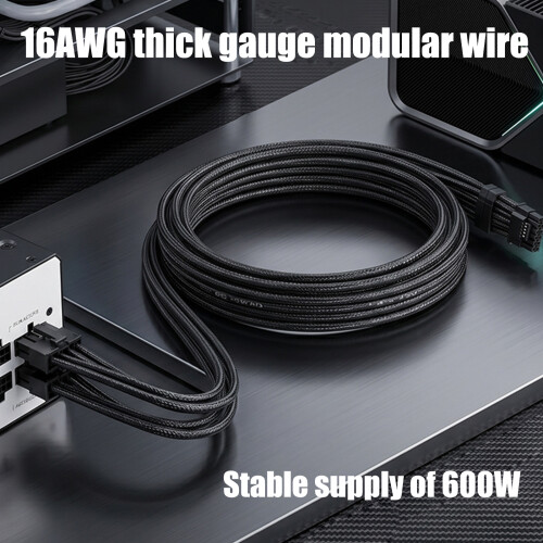 Flexibele dubbele 8-pins naar 16-pins PCIe-voedingsmodulekabel 1