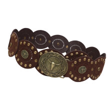 Ceinture en cuir PU avec boucles en métal National Wind-Café 90