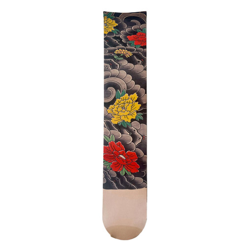 Unique One Legged Tattooed Pattern Stocking Colorful Over-E.