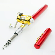 (red) Fishing Rod Reel Combo Set Mini Telescopic Pocket Pen Fishing Rod Pole and Reel Fishing Accessories
