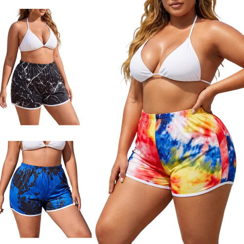 Shorts mit elastischer Taille, Batik-Shorts für-Batikrot XL 2