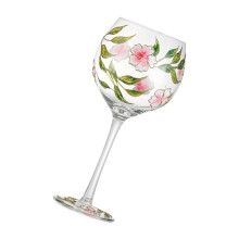 Handmade Crystal Wine Glass with Delicate-Vertical flowers