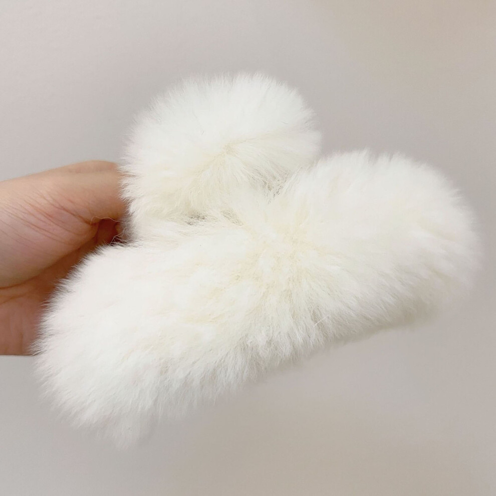 Penghui-Toys (Creamy White) Soft Plush Hair Clips For Winter