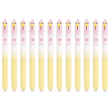 12Pcs Fun Bird Gel Pen Erasable Retractable Gel-Strawberry pink