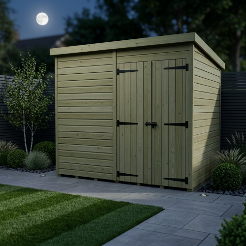 11 x 8 Pent Shed Tanalised (Double Door, No Windows) 2