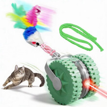 Indoor Cat Toy - Electric Wheel Rolling Cat Toy, Auto Stop-and-Go, Stimulates Cats' Hunting Instincts