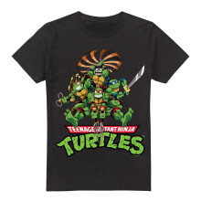 (5XL, Black) Teenage Mutant Ninja Turtles Mens Manga Turtles T-Shirt