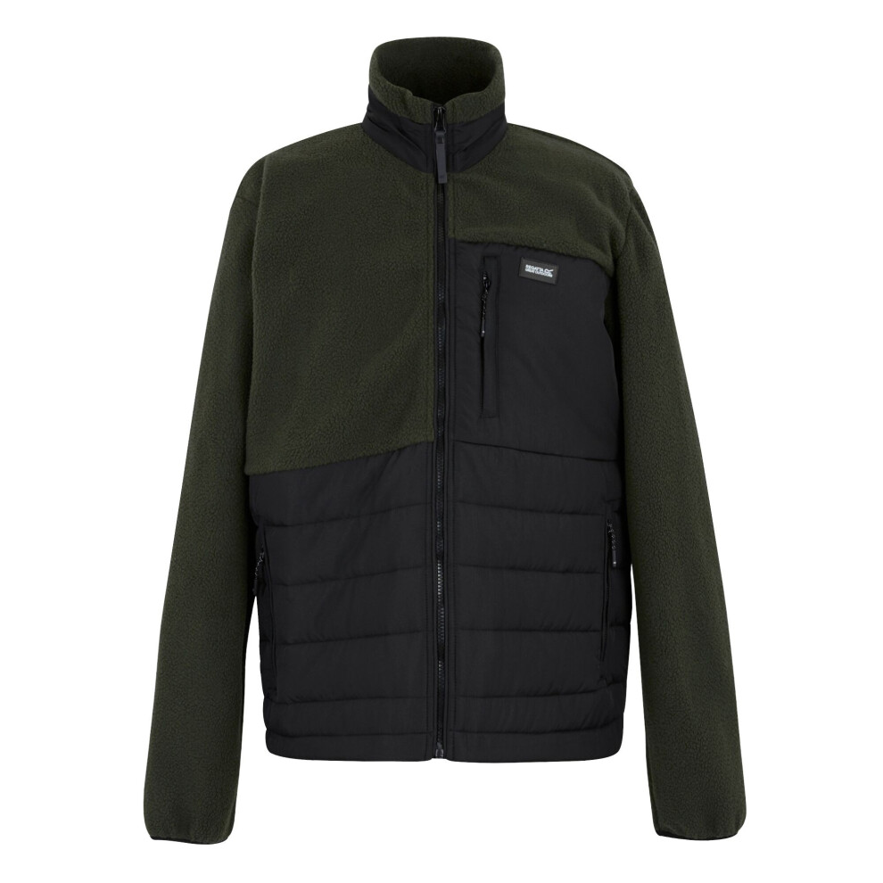 Regatta (Xl, Black/Dark Khaki) Mens Frankie Borg Full Zip Hybrid Jacket