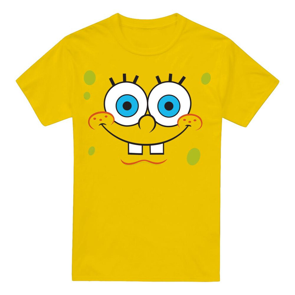 Spongebob Squarepants (S, Yellow) Mens Smiling Face T-Shirt
