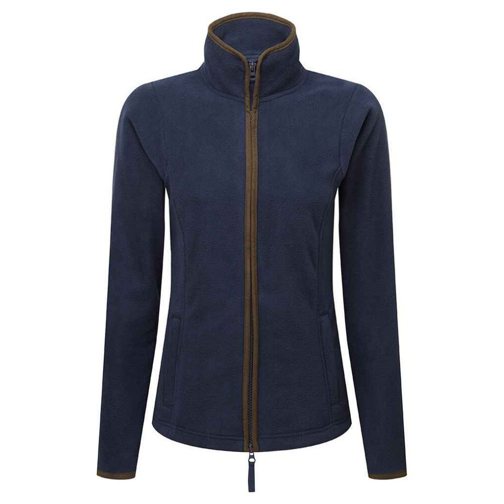 Premier (3Xl, Navy/Brown) Womens/Ladies Artisan Contrast Trim Fleece Jacket