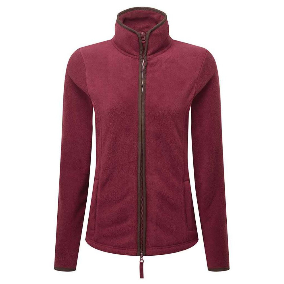 Premier (L, Burgundy/Brown) Womens/Ladies Artisan Contrast Trim Fleece Jacket