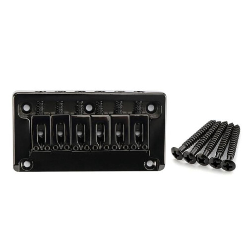 6 String Fixed Saddles Guitar Bridge Top Load Tailpiece Electric Guitar Part Black
