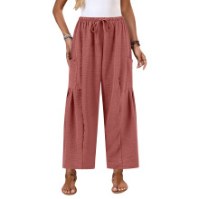 Pantalon large pour femme, décontracté, coupe-Bourgogne XXL